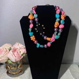 Colorful Beaded Multi-Strand Necklace